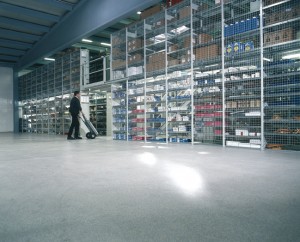 Large distribution warehouse takes advantage of LEED points with new leed approved flooring.