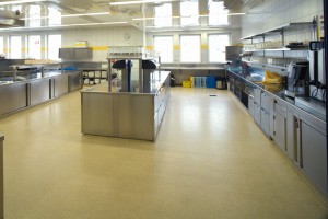 A large kitchen prevented costly downtime by utilizing a self leveling underlay flooring.