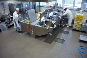 Chemicals and industrial resins compose the resistant flooring for this industrial bakery.