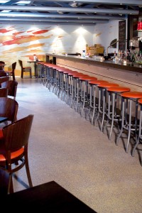 A commercial bar floor shows off its best decor before the rush.
