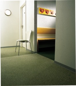 This office park floor system brings a calming appeal to the space shown.