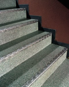 Commercialed building steps offer a  no slip floor system for safety.