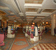 Casinos floorings magnate in multiple colors and patterns for huge lobby entryway.