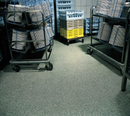 Carts in a containment area can easily be pushed across the floor.