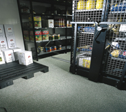 Chemicals can be stored on a solvent resistant floor.