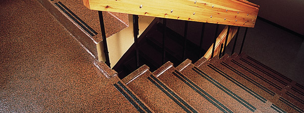 Salt Lake City Utah contractor installed commercial flooring over multi level stairway.