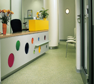 A clean floor is an important feature of this emergency room waiting area.