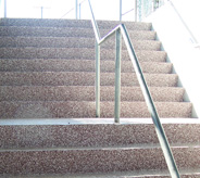 Flake floor on stairs leading to museum enterance.