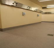 An open floor in the restroom shower area.