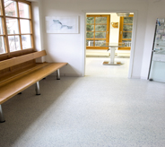 This waiting room floor is empty.